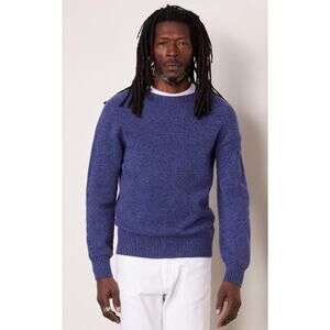 Officine Générale Seamless Crewneck Sweater Blue 100% Virgin Wool Size M
